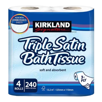 kirkland signature triple satin 3 ply toilet tissue 4 rolls