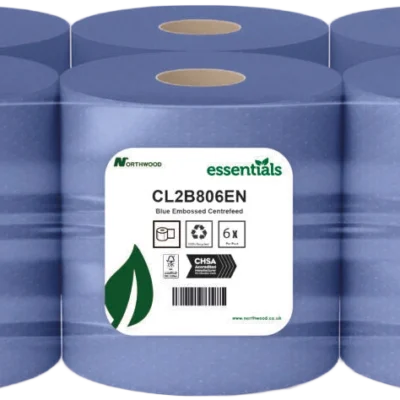 northwood blue 2 ply centre feed rolls 6 x 150m