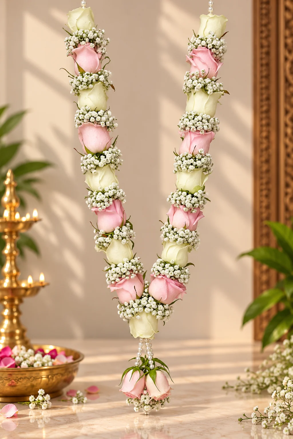 pink white rose mala pink white rose mala