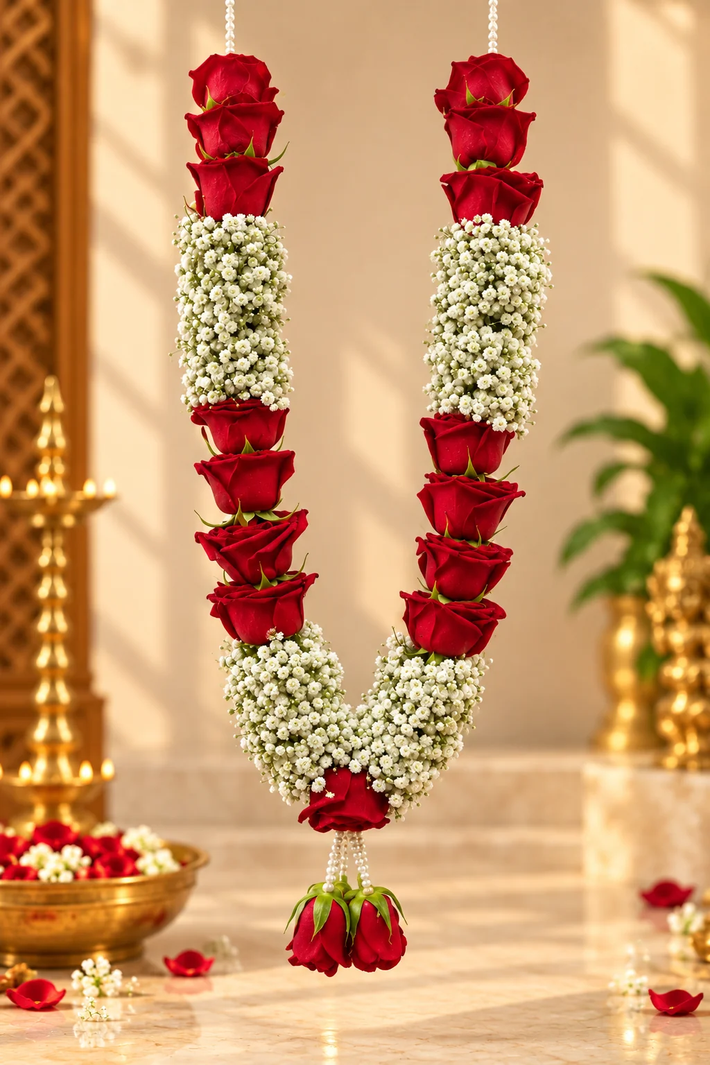 red rose babys breath mala red rose babys breath mala