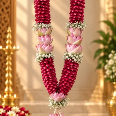 red rose pink lotus mala