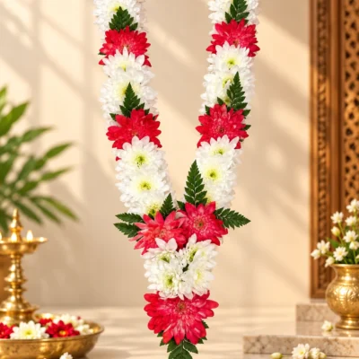red white chrysanthemum mala