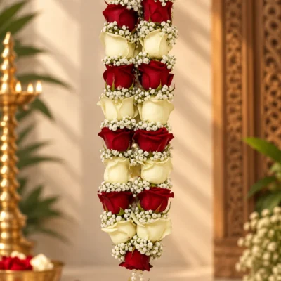 red white rose mala
