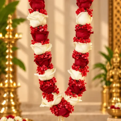 red white rose ruby mala