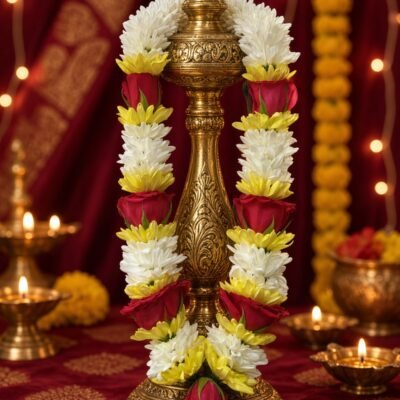 red yellow white chrysanthemum garland