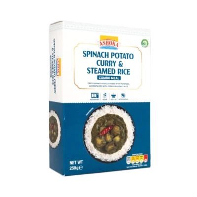 ashoka spinach potato curry with steamed rice 250gm converted
